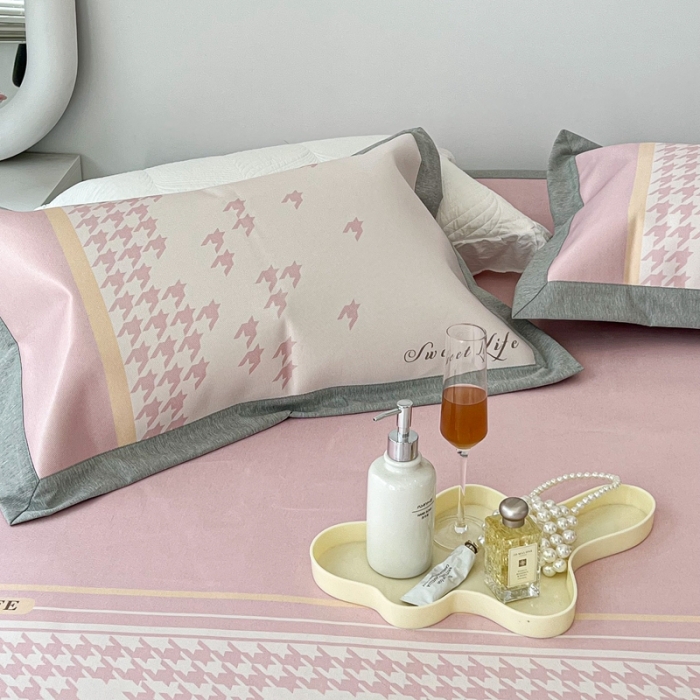 91家纺网 家纺一手货源 找家纺 昔可 2022新款大版数码水洗冰沐丝凉席 星光闪闪粉