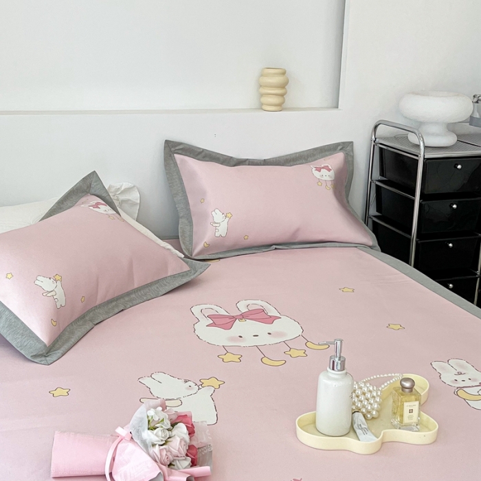 91家纺网 家纺一手货源 找家纺 昔可 2022新款大版数码水洗冰沐丝凉席 星星兔子