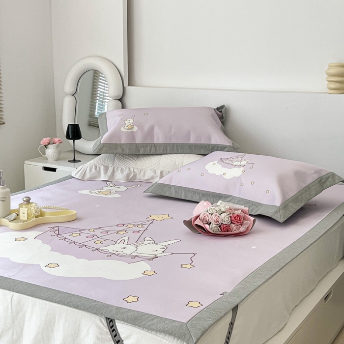 91家纺网 家纺一手货源 找家纺 昔可 2022新款大版数码水洗冰沐丝凉席 月亮船