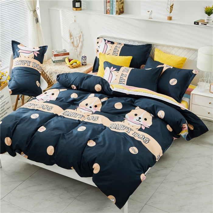 91家纺网 家纺一手货源 找家纺 曼璐家纺 2025新款芦荟棉床单款四件套 开心萌宠