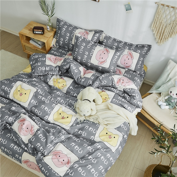 91家纺网 家纺一手货源 找家纺 曼璐家纺 2025新款芦荟棉床单款四件套 可爱小猪