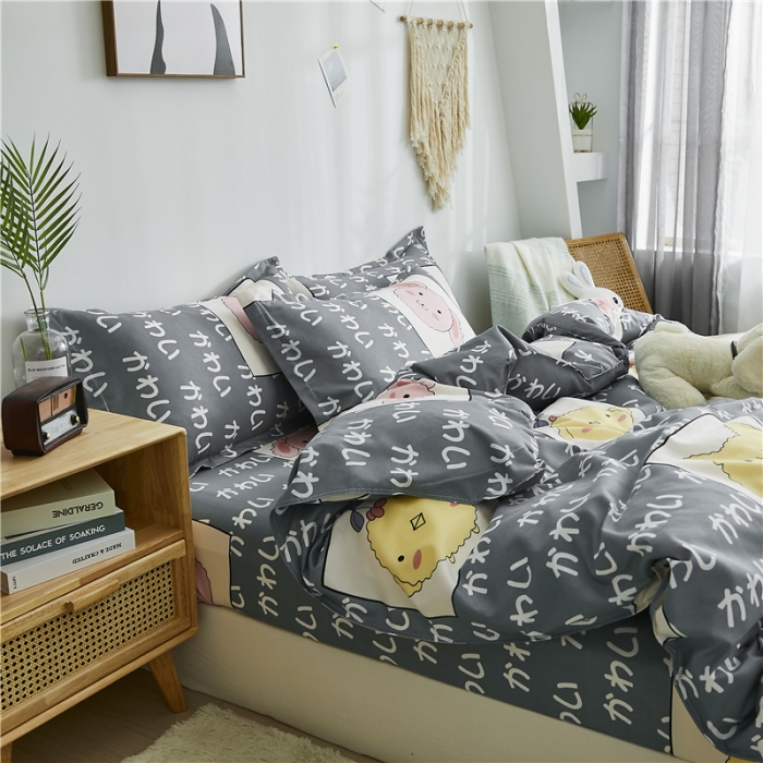 91家纺网 家纺一手货源 找家纺 曼璐家纺 2025新款芦荟棉床单款四件套 可爱小猪