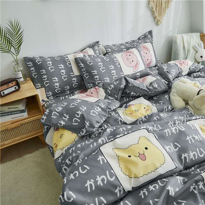 91家纺网 家纺一手货源 找家纺 曼璐家纺 2025新款芦荟棉床单款四件套 可爱小猪