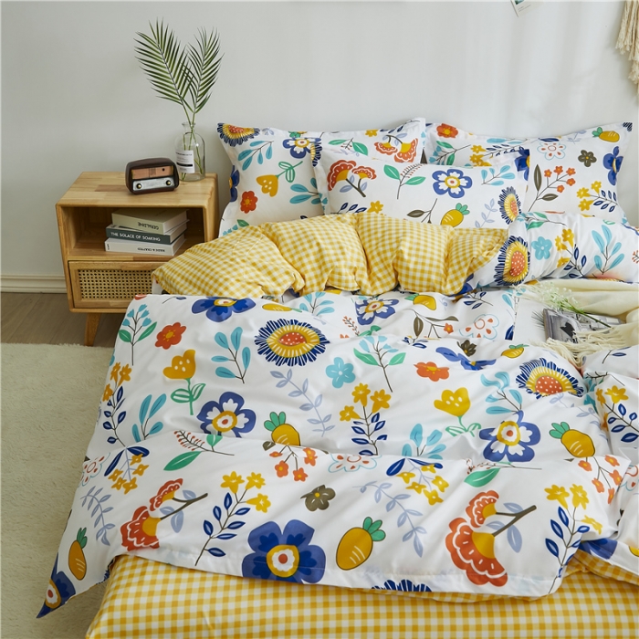 91家纺网 家纺一手货源 找家纺 曼璐家纺 2026新款芦荟棉床单款四件套 向阳花开