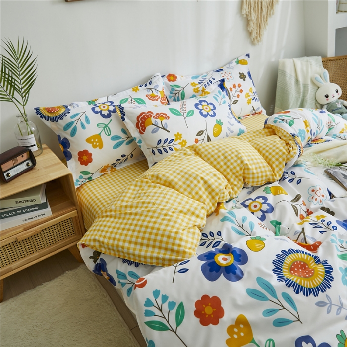 91家纺网 家纺一手货源 找家纺 曼璐家纺 2026新款芦荟棉床单款四件套 向阳花开