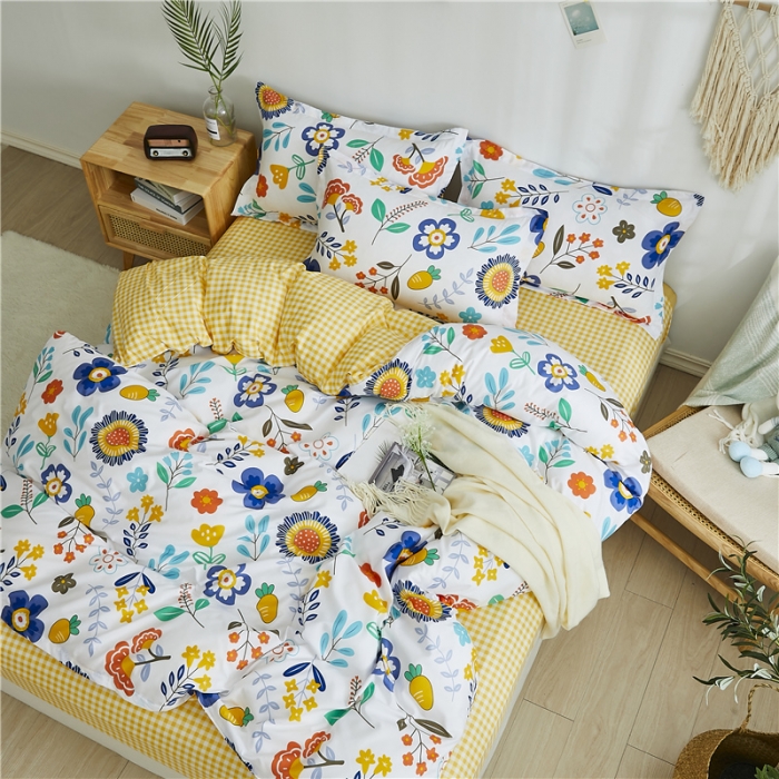 91家纺网 家纺一手货源 找家纺 曼璐家纺 2026新款芦荟棉床单款四件套 向阳花开