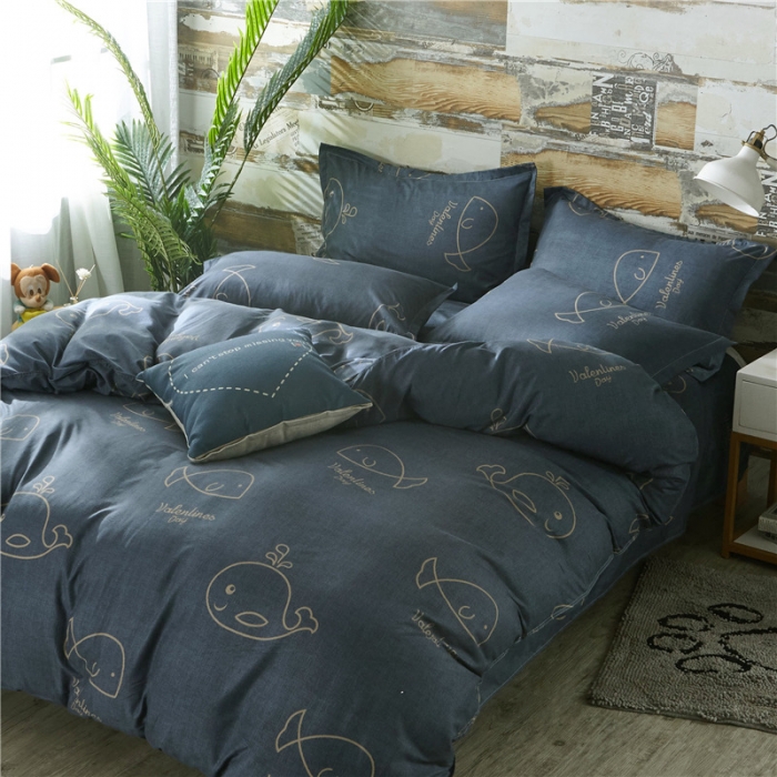 91家纺网 家纺一手货源 找家纺 曼璐家纺 2025新款芦荟棉床单款四件套 小鲸鱼