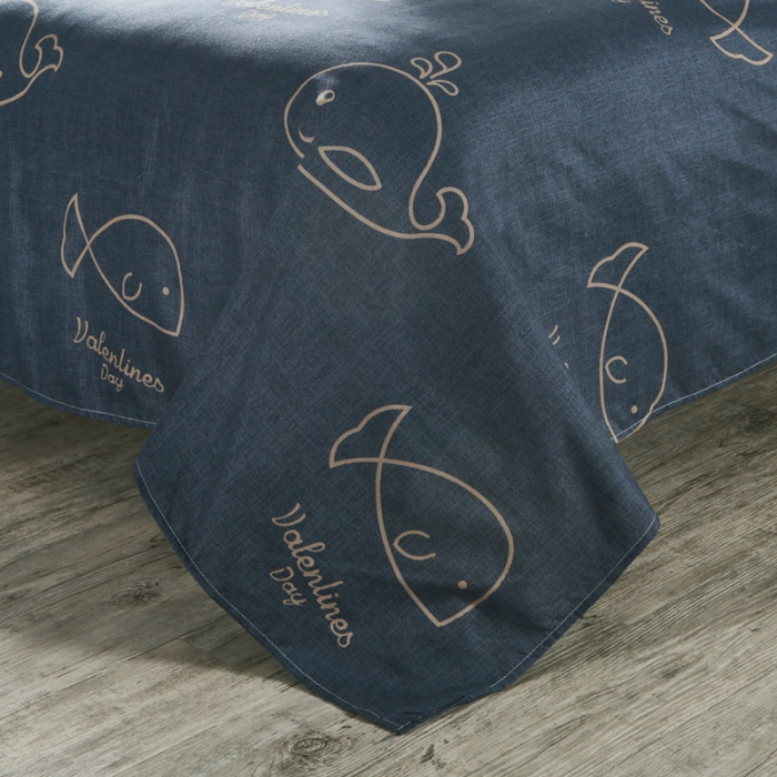 91家纺网 家纺一手货源 找家纺 曼璐家纺 2025新款芦荟棉床单款四件套 小鲸鱼