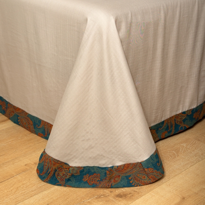 91家纺网 家纺一手货源 找家纺 凡客 2022新款全棉A类色织双层纱纽扣款四件套 爱丽尔-蓝