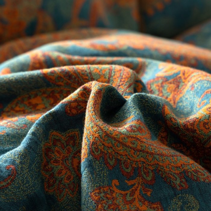 91家纺网 家纺一手货源 找家纺 凡客 2022新款全棉A类色织双层纱纽扣款四件套 爱丽尔-蓝