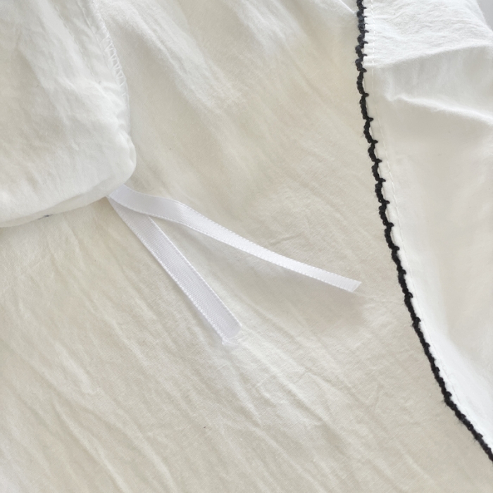 91家纺网 家纺一手货源 找家纺 玛奇朵 2022新款40S水洗棉手工订珠蝴蝶结-可可妮 可可妮-白