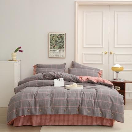 91家纺网 家纺一手货源 找家纺 (总)榻尚 2023新款经典田园格子纯棉色织水洗棉四件套系列