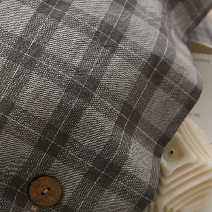 91家纺网 家纺一手货源 找家纺 榻尚家居 2023新款经典田园格子色织水洗棉四件套系列 自由（深灰格）