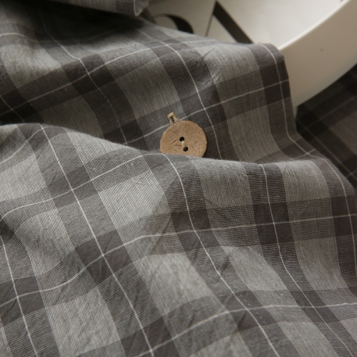 91家纺网 家纺一手货源 找家纺 榻尚家居 2023新款经典田园格子色织水洗棉四件套系列 自由（深灰格）