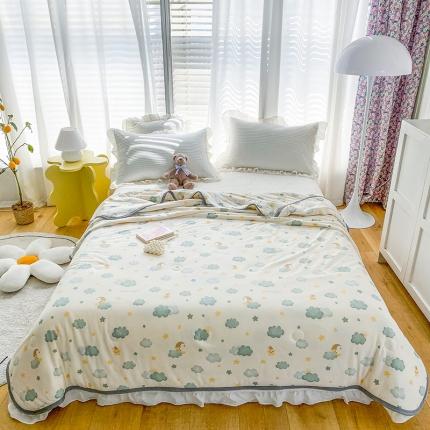 91家纺网 家纺一手货源 找家纺 梦享生活家居 2022新款针织棉卡通大豆夏被 晚安宝贝（绿）