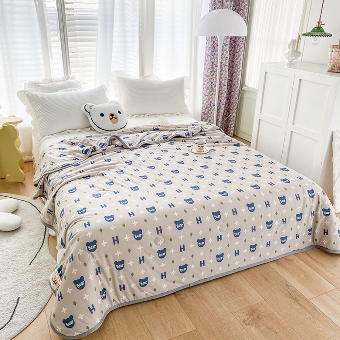 91家纺网 家纺一手货源 找家纺 梦享生活家居 2022新款针织棉卡通大豆夏被 H熊