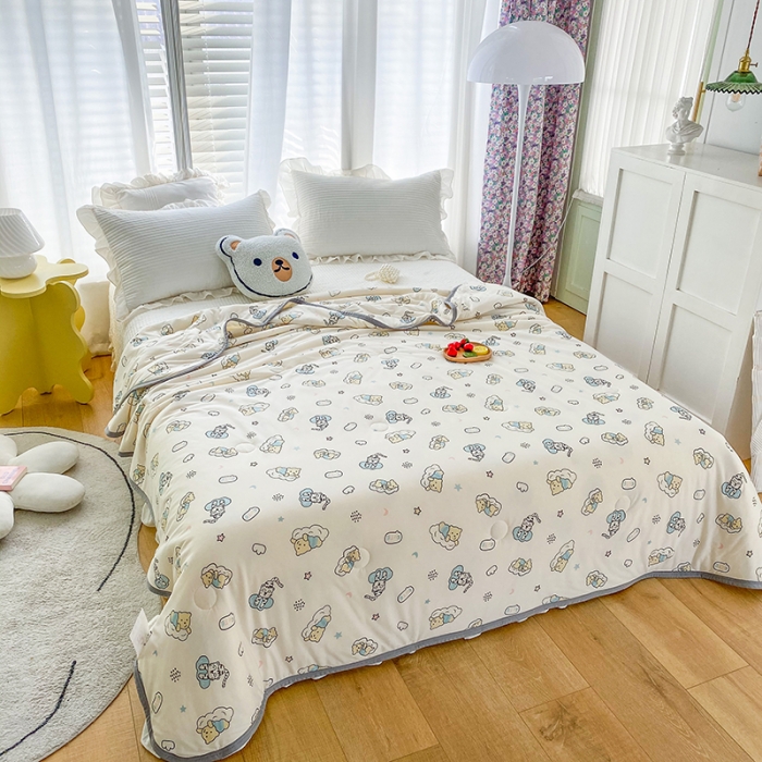 91家纺网 家纺一手货源 找家纺 梦享生活家居 2022新款针织棉卡通大豆夏被 迷你熊