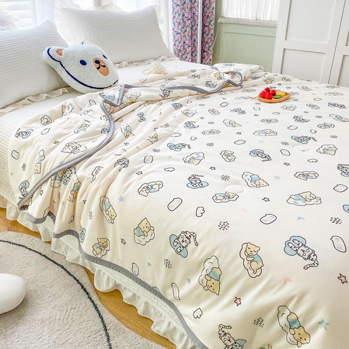 91家纺网 家纺一手货源 找家纺 梦享生活家居 2022新款针织棉卡通大豆夏被 迷你熊