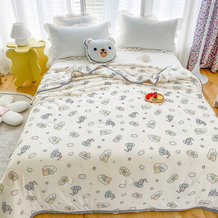 91家纺网 家纺一手货源 找家纺 梦享生活家居 2022新款针织棉卡通大豆夏被 迷你熊