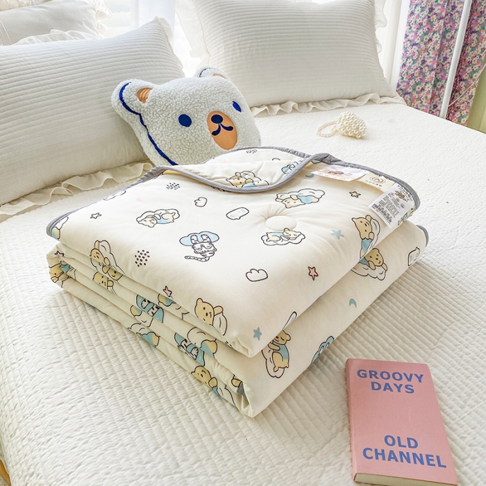 91家纺网 家纺一手货源 找家纺 梦享生活家居 2022新款针织棉卡通大豆夏被 迷你熊