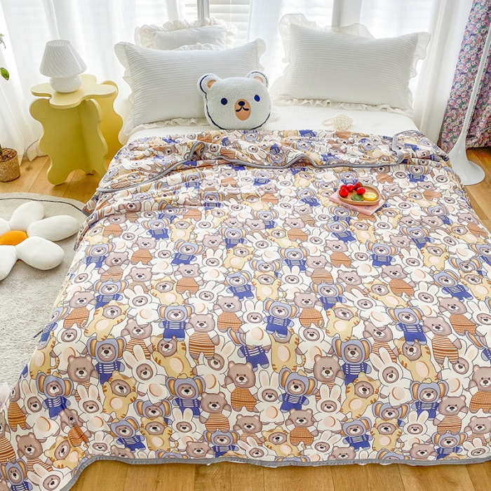 91家纺网 家纺一手货源 找家纺 梦享生活家居 2022新款针织棉卡通大豆夏被 森林日记