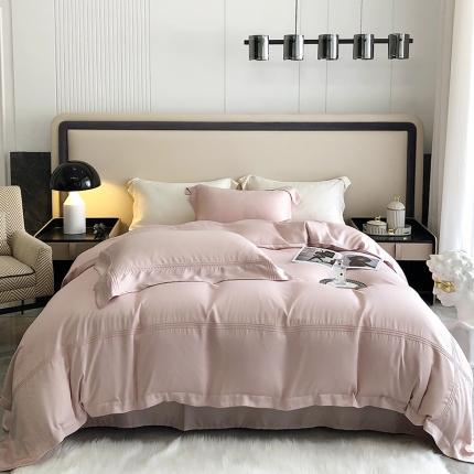 馨蕊家居 2022新款80S兰精天丝高定四件套简初夏粉