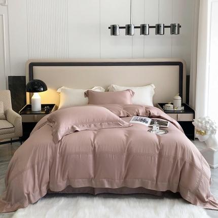 馨蕊家居 2022新款80S兰精天丝高定四件套简-藕粉