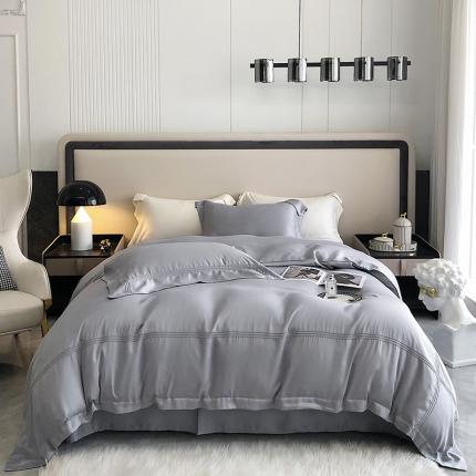 馨蕊家居 2022新款80S兰精天丝高定四件套简雾霾灰