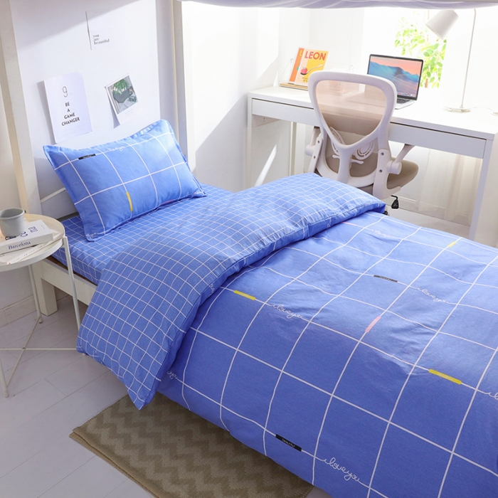 91家纺网 家纺一手货源 找家纺 牛魔王 2022新款12868大学生全棉三件套羽丝棉六件套 简约之约