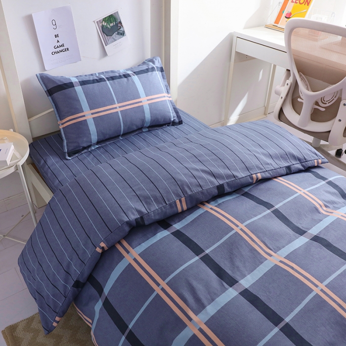 91家纺网 家纺一手货源 找家纺 牛魔王 2022新款12868大学生全棉三件套羽丝棉六件套 条纹之旅