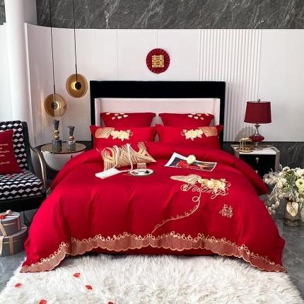 91家纺网 家纺一手货源 找家纺 总红番天 热卖款13372全工艺喷气全棉刺绣婚庆四件套多件套