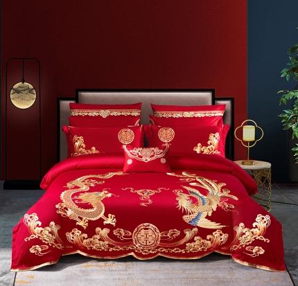 91家纺网 家纺一手货源 找家纺 (总)蒂爵 2022高端精梳全棉重工绣花全棉婚庆四件套多件套