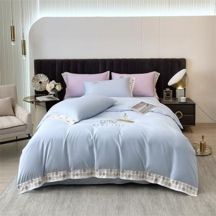 91家纺网 家纺一手货源 找家纺 798家纺 2022新款全棉水洗棉刺绣套件 丽芙-蓝