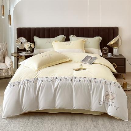 91家纺网 家纺一手货源 找家纺 798家纺 2022新款全棉水洗棉刺绣套件 伊唯-黄