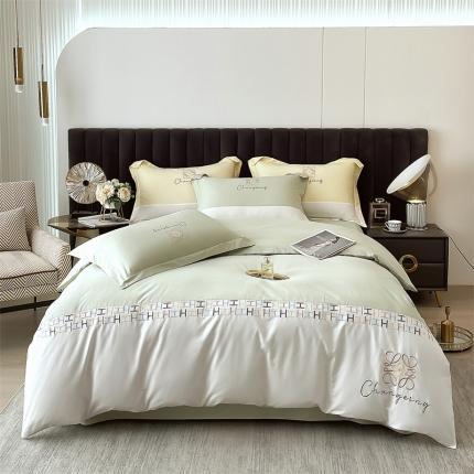 91家纺网 家纺一手货源 找家纺 798家纺 2022新款全棉水洗棉刺绣套件 伊唯-绿