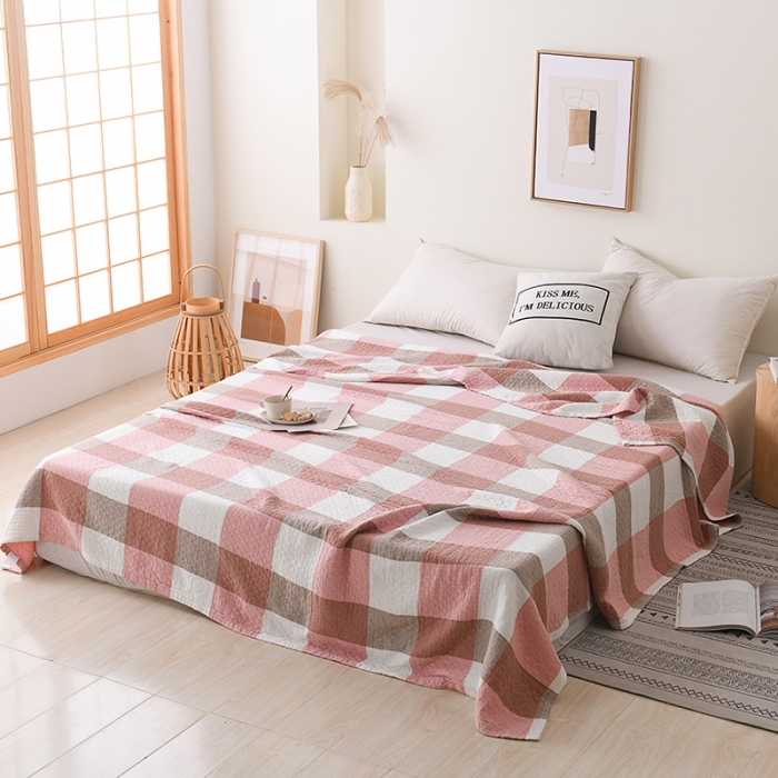 91家纺网 家纺一手货源 找家纺 （总）雯雨 2022新款无印风纱布毛巾被夏被直播