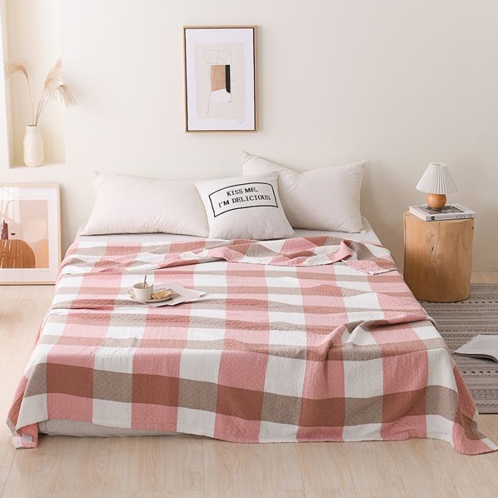 91家纺网 家纺一手货源 找家纺 （总）雯雨 2022新款无印风纱布毛巾被夏被直播