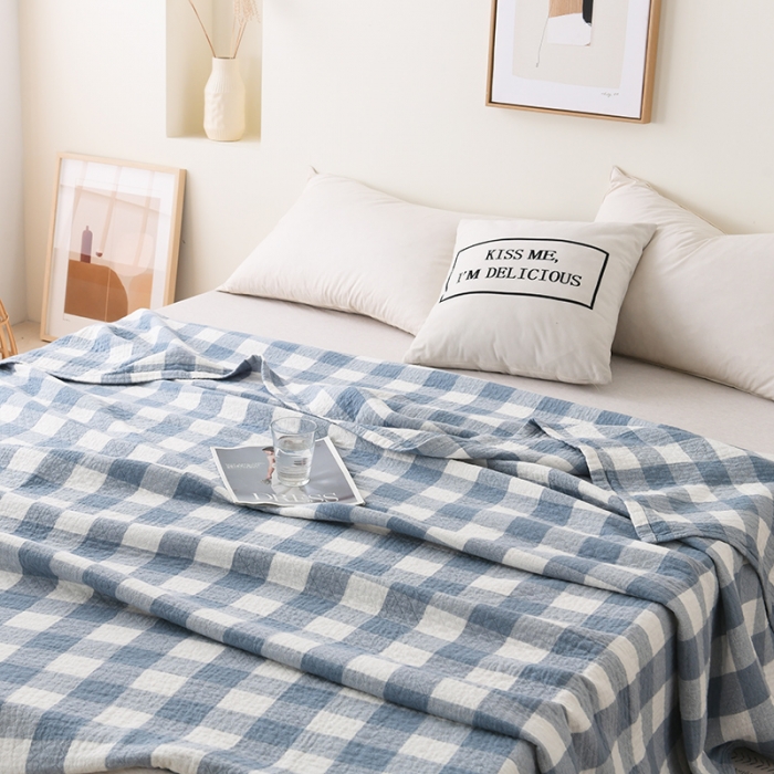 91家纺网 家纺一手货源 找家纺 雯雨 2022新款无印风纱布毛巾被夏被直播 素雅兰