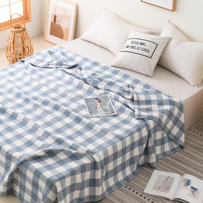 91家纺网 家纺一手货源 找家纺 雯雨 2022新款无印风纱布毛巾被夏被直播 素雅兰