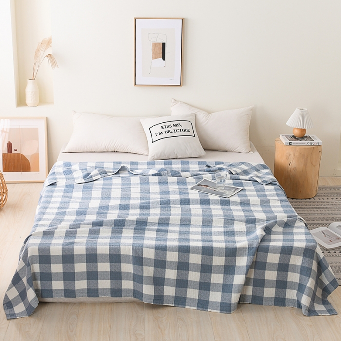 91家纺网 家纺一手货源 找家纺 雯雨 2022新款无印风纱布毛巾被夏被直播 素雅兰