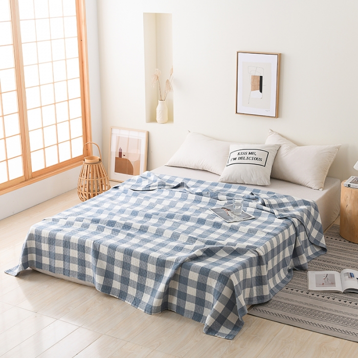 91家纺网 家纺一手货源 找家纺 雯雨 2022新款无印风纱布毛巾被夏被直播 素雅兰