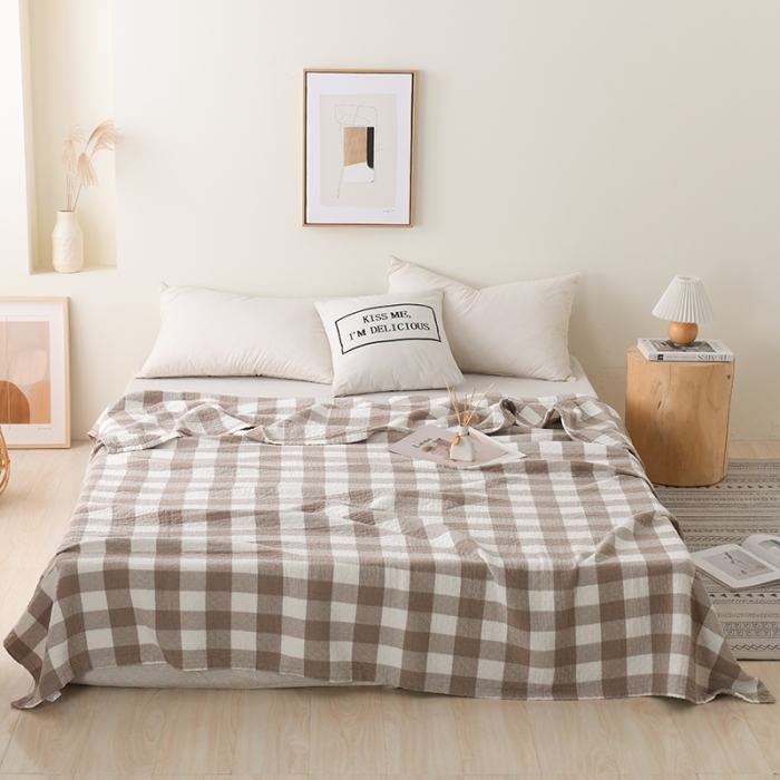 91家纺网 家纺一手货源 找家纺 雯雨 2022新款无印风纱布毛巾被夏被直播 素雅驼