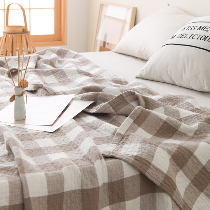 91家纺网 家纺一手货源 找家纺 雯雨 2022新款无印风纱布毛巾被夏被直播 素雅驼