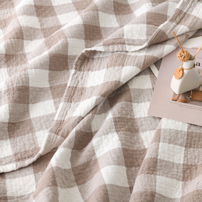 91家纺网 家纺一手货源 找家纺 雯雨 2022新款无印风纱布毛巾被夏被直播 素雅驼