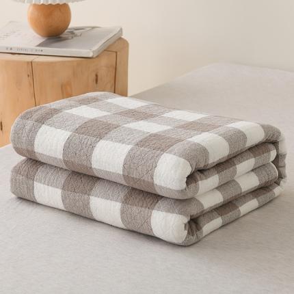 雯雨 2022新款无印风纱布毛巾被夏被直播 素雅驼