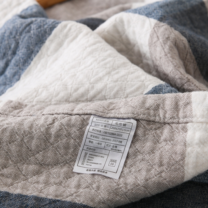 91家纺网 家纺一手货源 找家纺 雯雨 2022新款无印风纱布毛巾被夏被直播 复古大格兰
