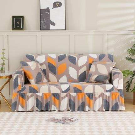 91家纺网 家纺一手货源 找家纺 雅竹家纺 牛奶丝全包沙发套裙边款 橙光