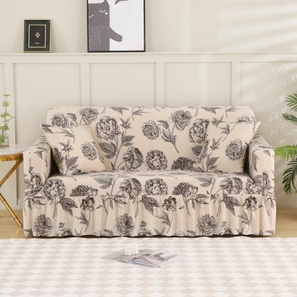 雅竹家纺 牛奶丝全包沙发套裙边款 赫本风