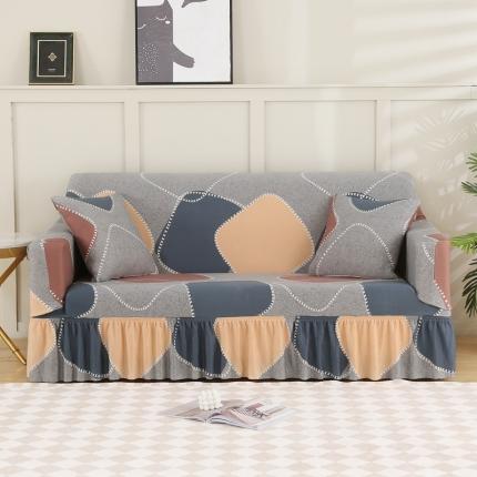 雅竹家纺 牛奶丝全包沙发套裙边款 浪漫