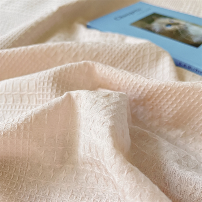 91家纺网 家纺一手货源 找家纺 蓝巢 2022新款A类华夫格全棉四件套 华夫格-浅粉